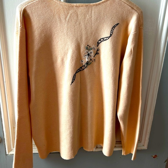 Vintage Koret Cardigan Embroidered Cotton Blend Pearl Button Front - Picture 6 of 6